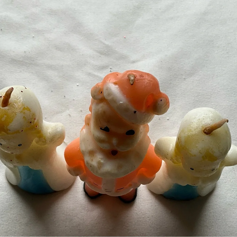 Vintage Lot of 3 Gurley Christmas Candles Angels and Santa